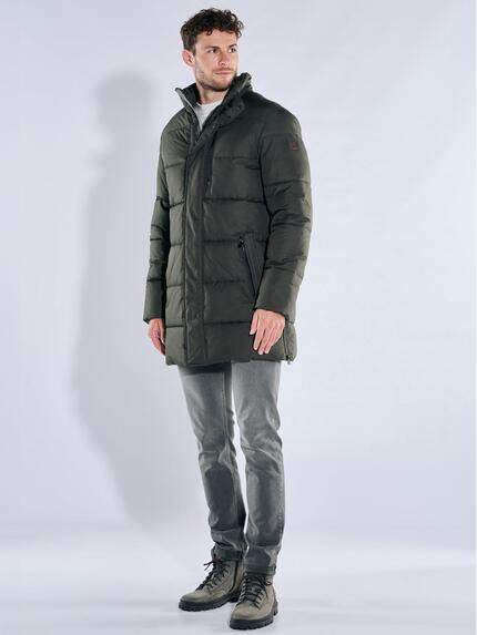 emilio adani Herren Mantel mit abnehmbarer Kapuze Oliv 39526