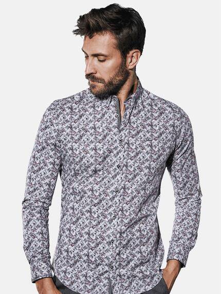 emilio adani Herren Bedrucktes Langarmhemd Rot 30814