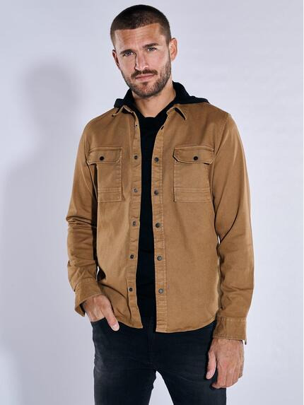 emilio adani Overshirt aus Twill slim fit Cognac