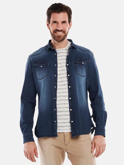 engbers Langarm-Hemd regular Indigoblau