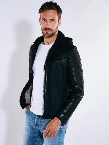 emilio adani Lederjacke slim fit Schwarz