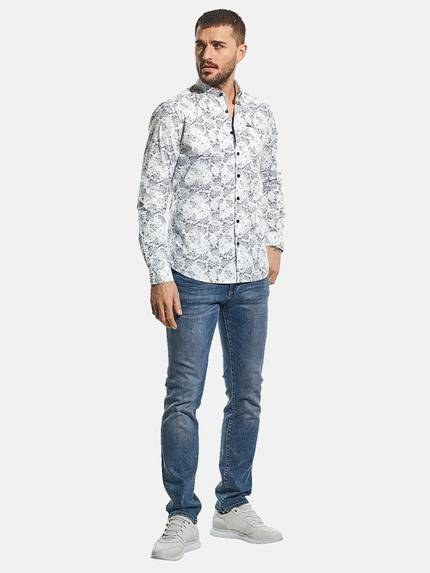 emilio adani Herren Modisches Hemd mit Print Blau 31325