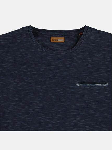 emilio adani Herren Slub Garn T-Shirt Blau 23380