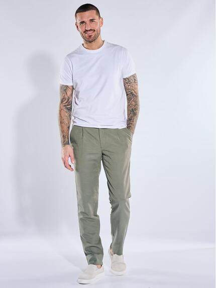 emilio adani Herren Anzug-Hose aus Leinenmischqualität Khaki 40371