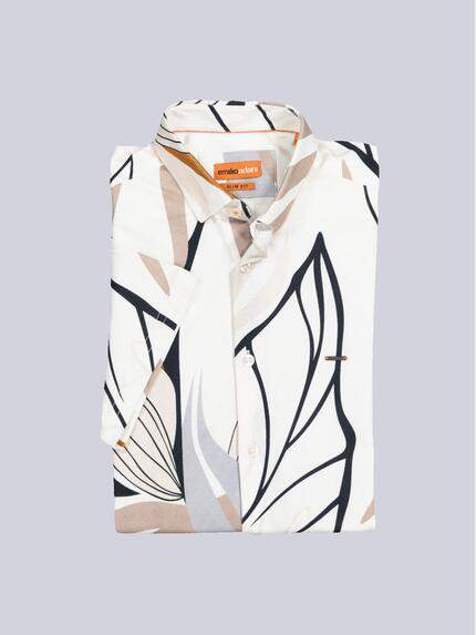 emilio adani Herren Kurzarm-Hemd slim fit Beige 36550 emilio adani Herren Kurzarm-Hemd slim fit Beige 36550