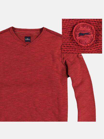 engbers Herren Pullover V-Ausschnitt Rot 24540