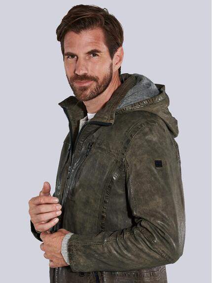 engbers Herren Lederjacke mit abnehmbarer Kapuze. Grün 35441 engbers Herren Lederjacke mit abnehmbarer Kapuze. Grün 35441
