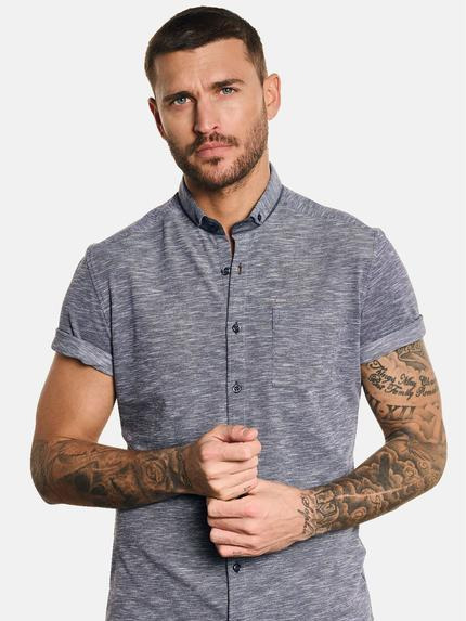 emilio adani Herren Hemd kurzarm in Flammgarn-Optik Blau 32646 emilio adani Herren Hemd kurzarm in Flammgarn-Optik Blau 32646