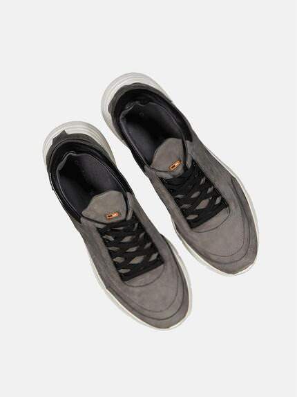emilio adani Herren Sneaker aus Nubuk-Leder Grau 34857 emilio adani Herren Sneaker aus Nubuk-Leder Grau 34857