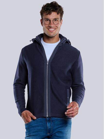engbers Strickjacke mit Nylon-Kapuze Saphirblau