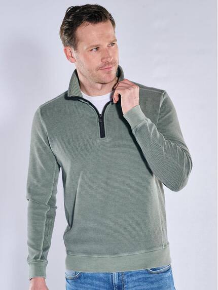 engbers Herren Sweatshirt mit Stehkragen Oliv 40083 engbers Herren Sweatshirt mit Stehkragen Oliv 40083