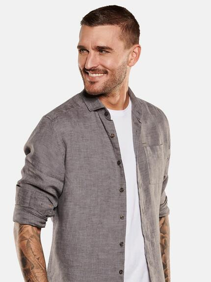 emilio adani Herren Langarm-Hemd aus Leinen Grau 35032 emilio adani Herren Langarm-Hemd aus Leinen Grau 35032