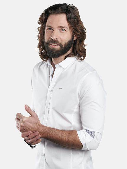 emilio adani Herren Hemd mit strukturierter Warenoberfläche Weiß 29509
