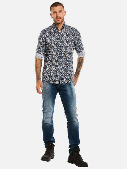emilio adani Herren Langarm-Hemd gemustert Blau 33651 emilio adani Herren Langarm-Hemd gemustert Blau 33651