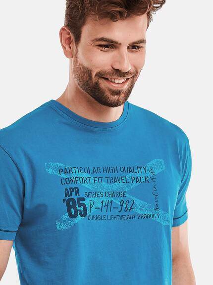 engbers Herren Modisch bedrucktes T-Shirt Cyanblau 27337 engbers Herren Modisch bedrucktes T-Shirt Cyanblau 27337