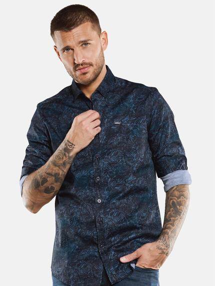 emilio adani Herren Langarm-Hemd gemustert Blau 33336 emilio adani Herren Langarm-Hemd gemustert Blau 33336