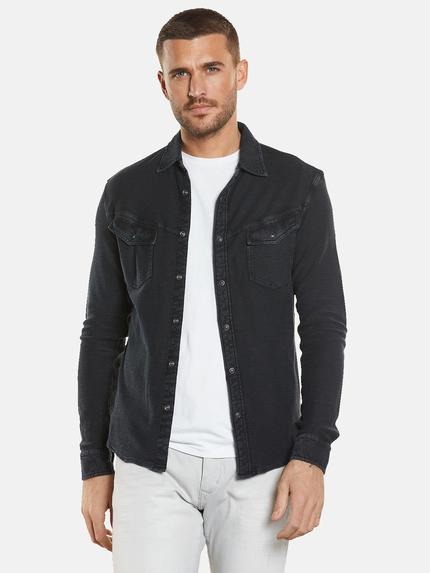 emilio adani Langarm-Shirt mit Polo-Kragen Schwarz