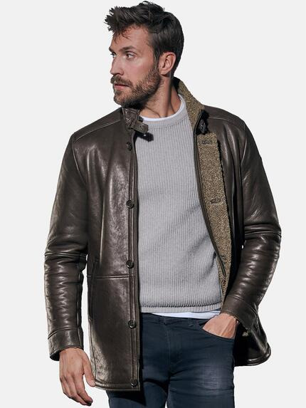emilio adani Lange Lederjacke Dunkelbraun