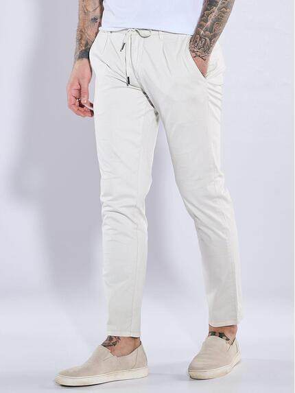 emilio adani Herren Chino mit Tunnelzug Weiß 38609