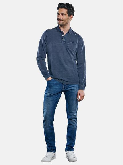 engbers Herren Langarm Poloshirt mit Kontrastnähten Blau 31135 engbers Herren Langarm Poloshirt mit Kontrastnähten Blau 31135