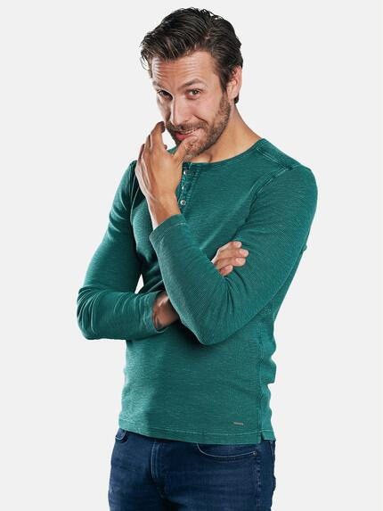 emilio adani Sportives Henley Shirt Petrolblau