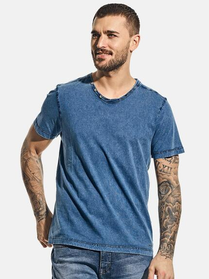 emilio adani V-Neck T-Shirt aus super softem Baumwollmaterial Brilliantblau