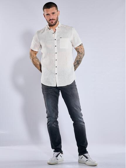 emilio adani Herren Kurzarm-Hemd aus Leinen Beige 36681 emilio adani Herren Kurzarm-Hemd aus Leinen Beige 36681