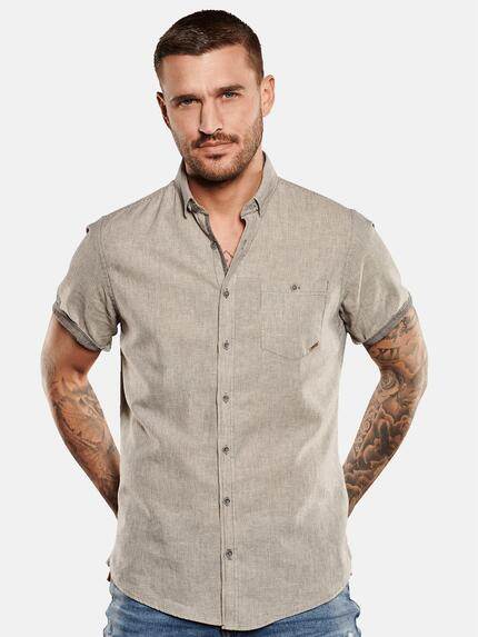 emilio adani Herren Kurzarm-Hemd gestreift Beige 34957 emilio adani Herren Kurzarm-Hemd gestreift Beige 34957