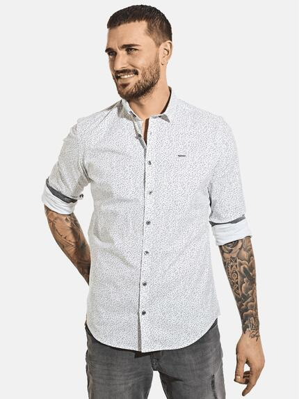 emilio adani Langarmhemd mit Comfort-Stretch Naturweiss
