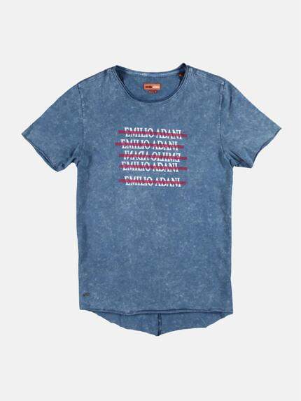 emilio adani Herren Rundhals T-Shirt Blau 25707
