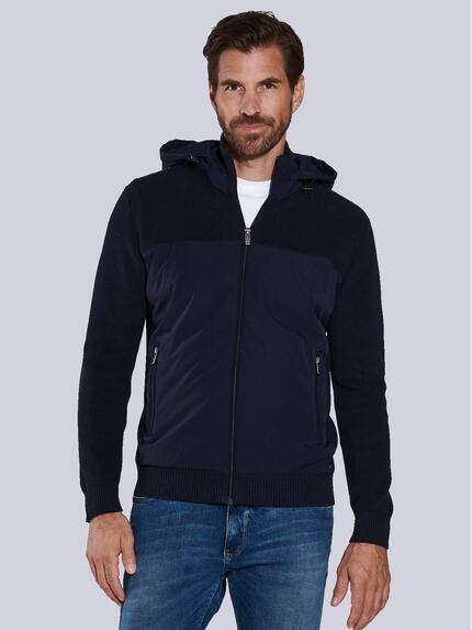 engbers Strickjacke mit Kapuze Marineblau