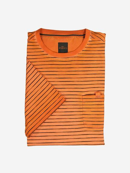 engbers T-Shirt gestreift Orange
