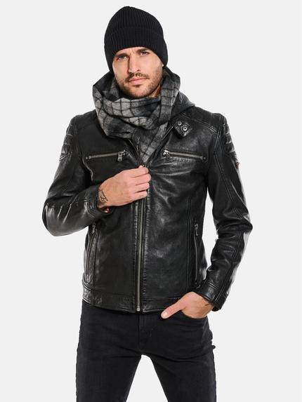 emilio adani Lederjacke mit Sweat-Inlet Schwarz