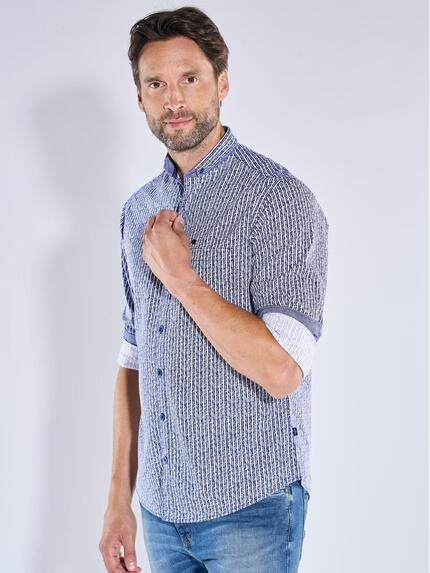 engbers Herren Langarm-Hemd gestreift Marineblau 39124