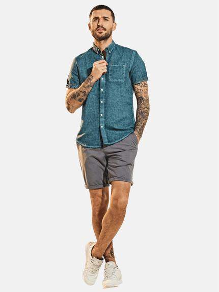 emilio adani Herren Kurzarm-Hemd-uni Türkis 31612 emilio adani Herren Kurzarm-Hemd-uni Türkis 31612