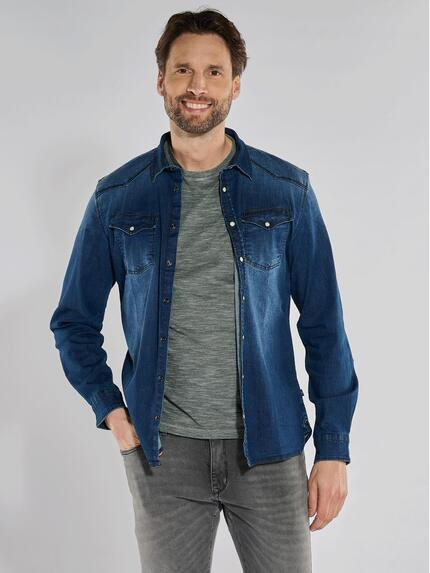 engbers Herren Langarm-Hemd slim fit Blau 36281