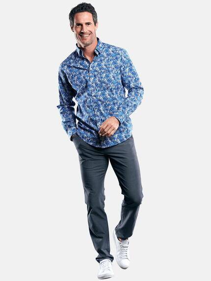 engbers Herren Hemd mit Palmenprint Saphirblau 29084 engbers Herren Hemd mit Palmenprint Saphirblau 29084
