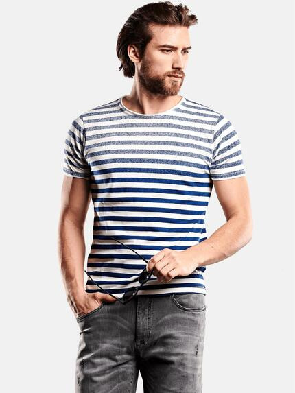 emilio adani Rundhals Bio Baumwolle Marineblau