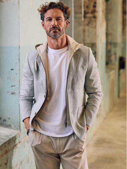 emilio adani Herren Sakko mit Kapuzeneinsatz Silbergrau 40007