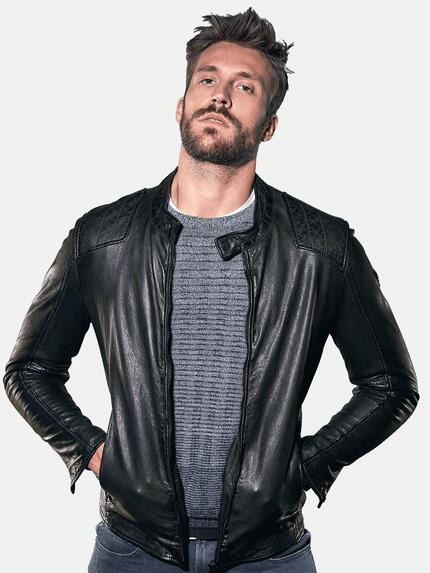 emilio adani Lederjacke im Bikerstyle Schwarz