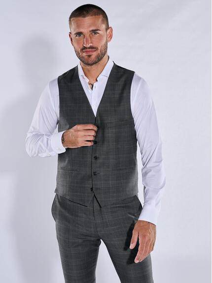 emilio adani Herren Sakko-Weste slim fit Grau 37813