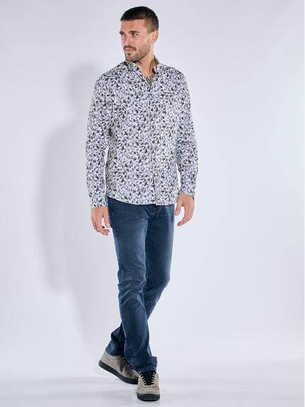 emilio adani Herren Langarm-Hemd gemustert Anthrazit 39633