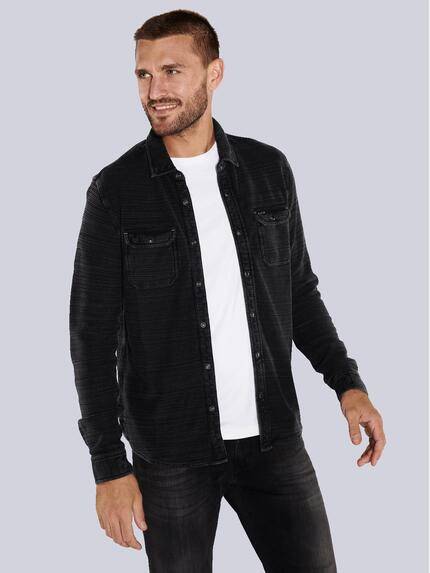 emilio adani Langarm-Shirt mit Polo-Kragen Schwarz