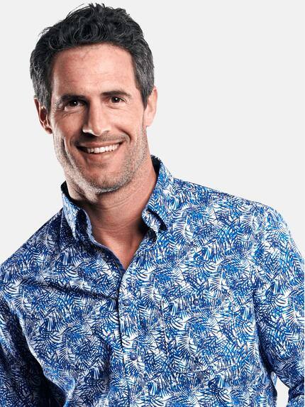engbers Herren Hemd mit Palmenprint Saphirblau 29084 engbers Herren Hemd mit Palmenprint Saphirblau 29084