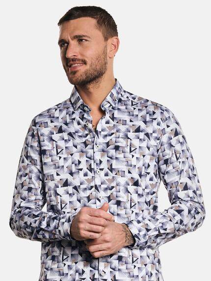 emilio adani Herren Langarm-Hemd gemustert Blau 32633 emilio adani Herren Langarm-Hemd gemustert Blau 32633