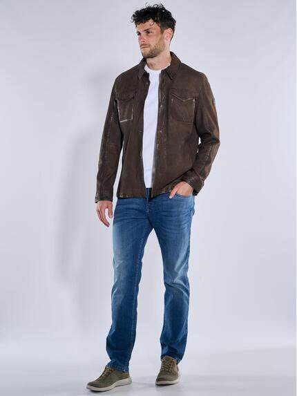 engbers Herren Lederjacke im Hemd-Design Dunkelbraun 39363 engbers Herren Lederjacke im Hemd-Design Dunkelbraun 39363