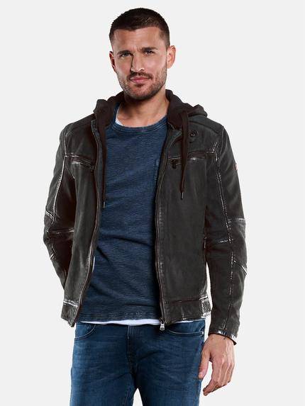 emilio adani Lederjacke mit abnehmbarer Kapuze Saphirblau