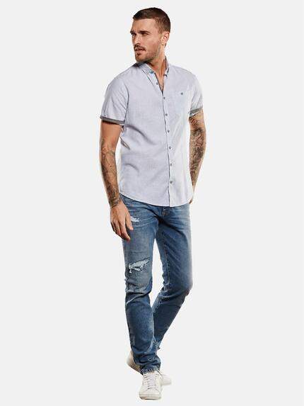 emilio adani Herren Kurzarm-Hemd gestreift Blau 34958 emilio adani Herren Kurzarm-Hemd gestreift Blau 34958