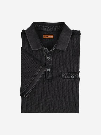 emilio adani Herren Polo-Shirt strukturiert Schwarz 37091 emilio adani Herren Polo-Shirt strukturiert Schwarz 37091