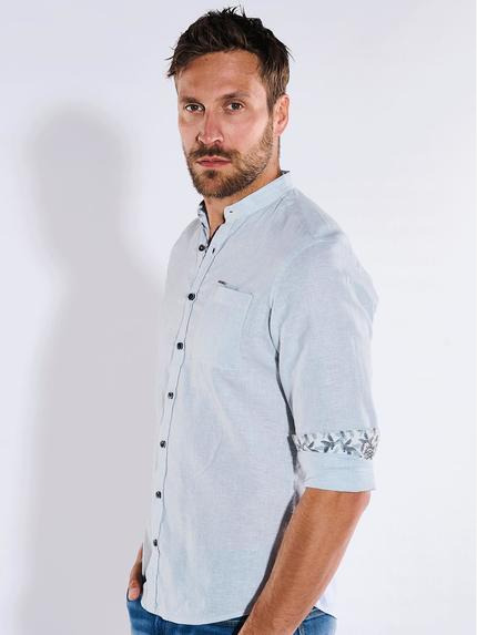 emilio adani Herren Langarm-Hemd mit Leinenanteil Blau 36224 emilio adani Herren Langarm-Hemd mit Leinenanteil Blau 36224